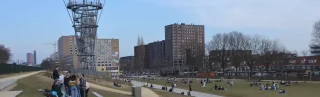 Groepen mensen in gelaagd park
