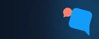 Tekstballonnen oranje en blauw